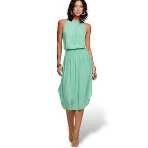 Ramy Brook Audrey NWT Green Mint Smocked Midi Dress Small High Neck Garden Party